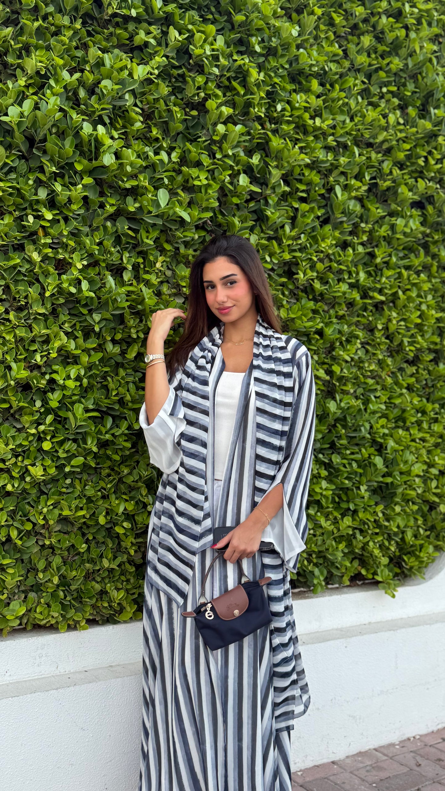 Printed Chiffon Abaya - Ocean Blue
