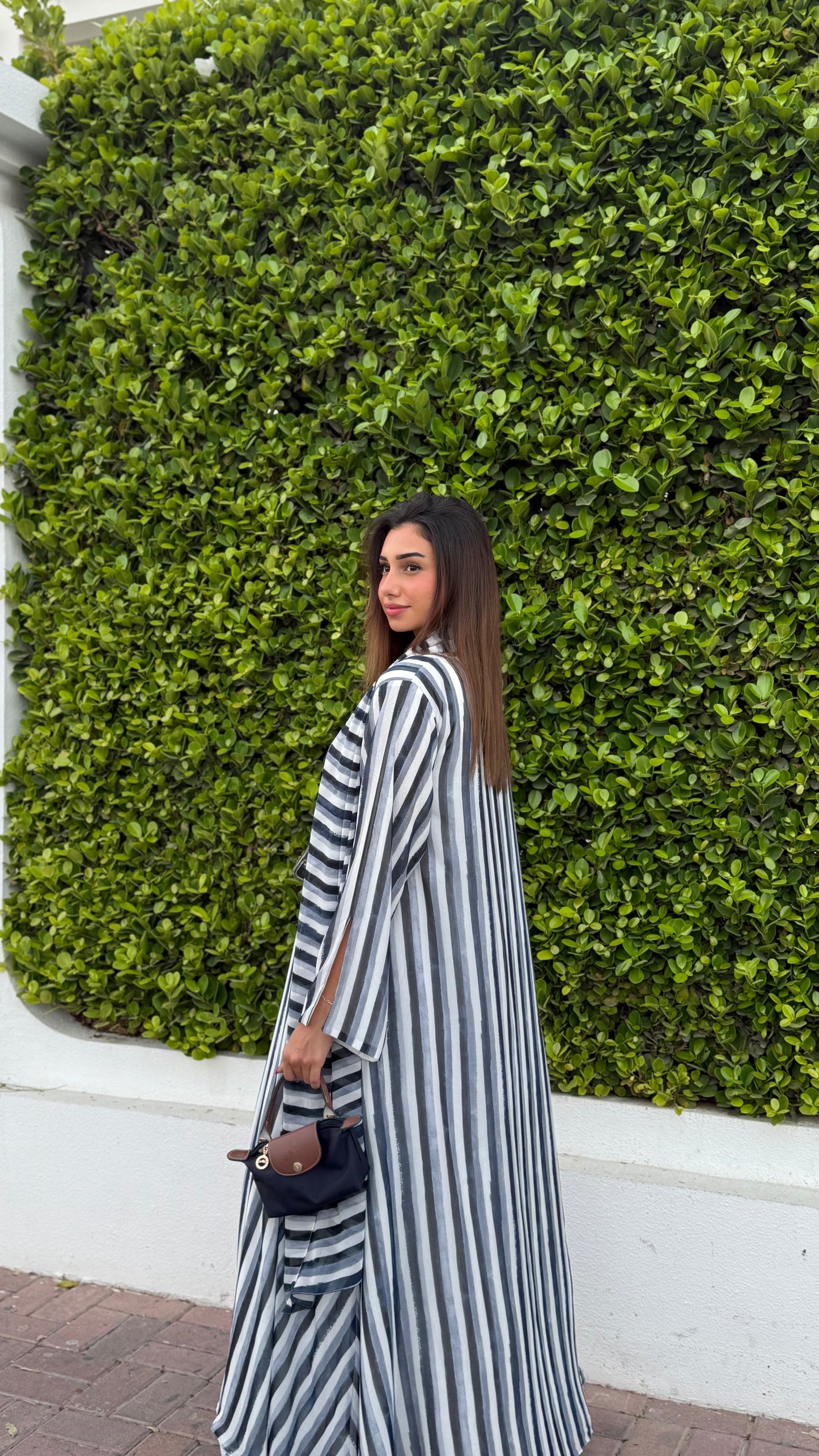 Printed Chiffon Abaya - Ocean Blue
