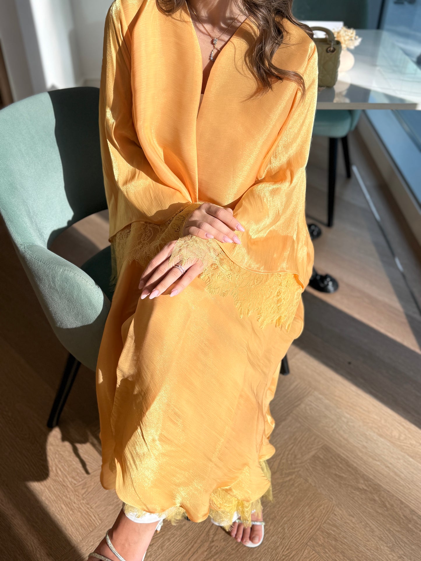 Shimmer Abaya - Topaz Yellow