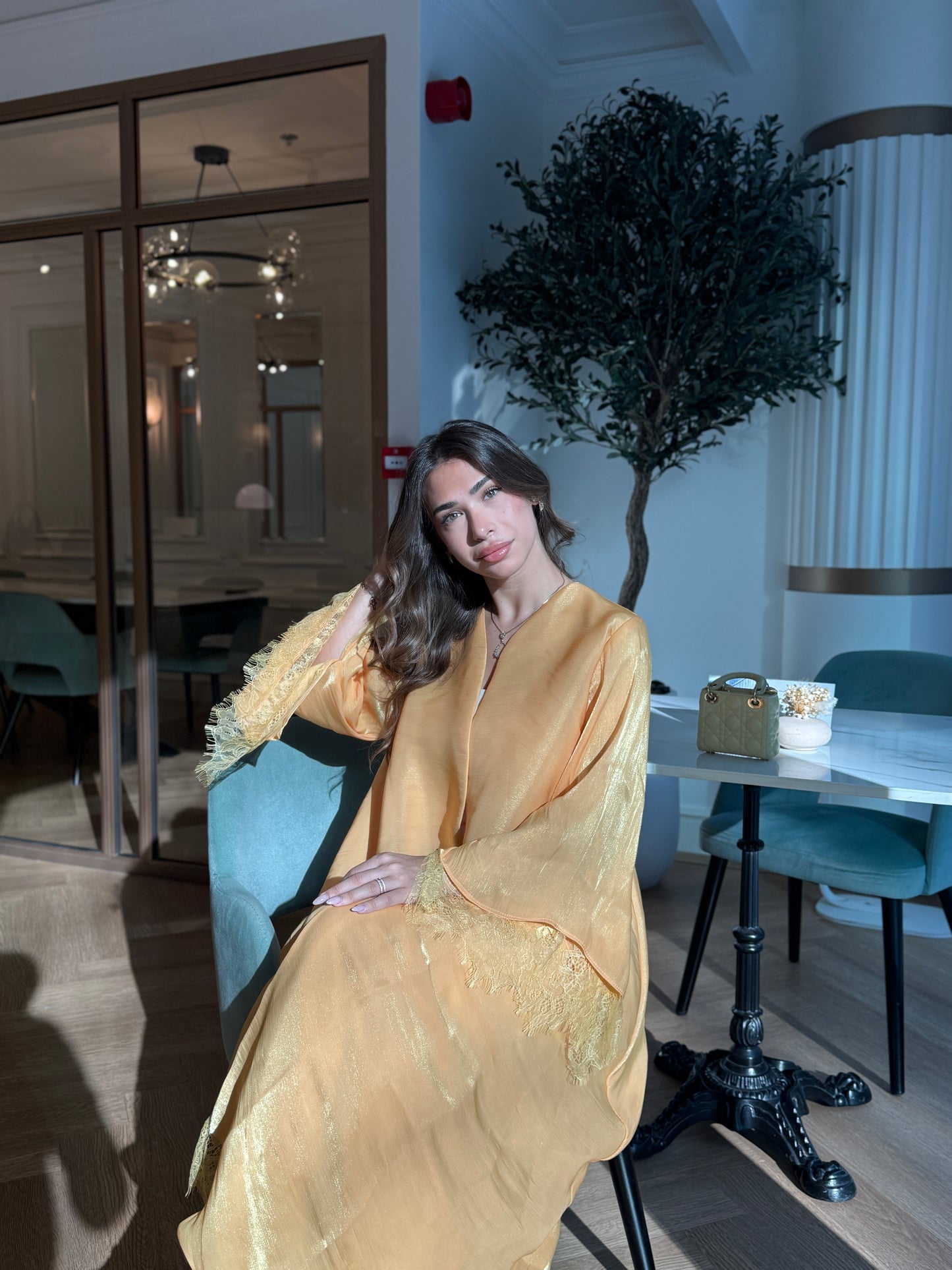 Shimmer Abaya - Topaz Yellow