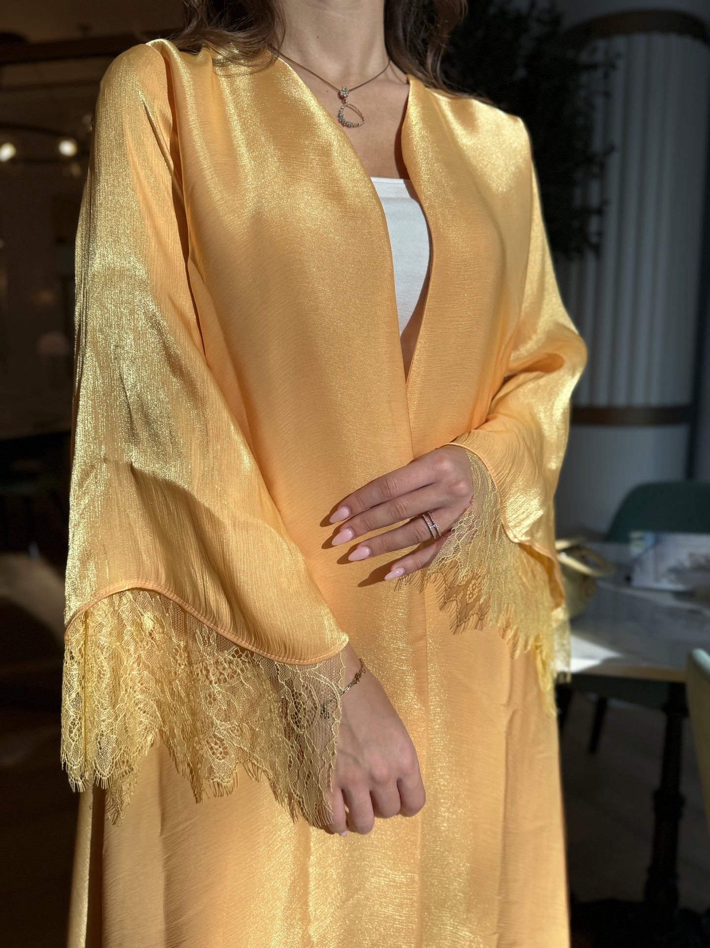 Shimmer Abaya - Topaz Yellow
