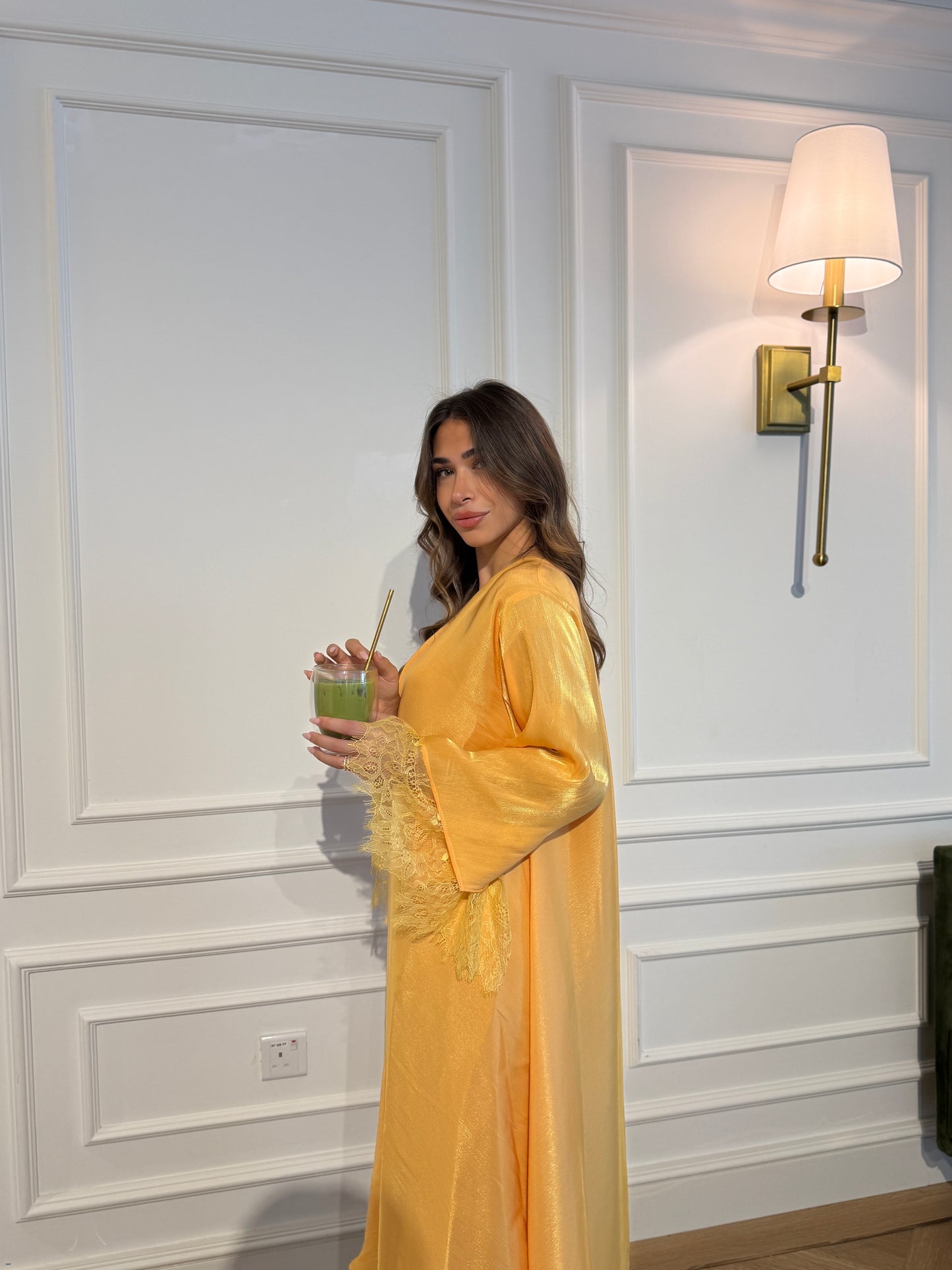 Shimmer Abaya - Topaz Yellow