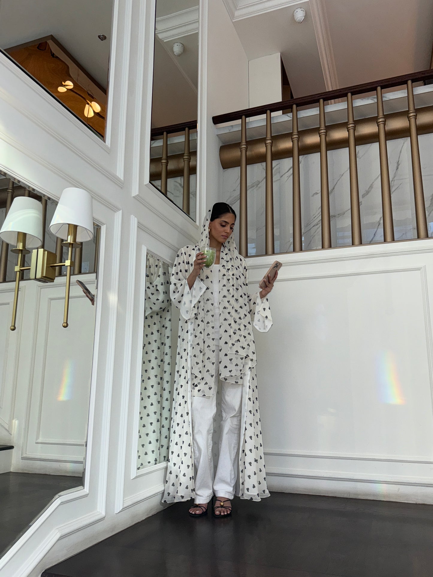 Printed Abaya - Black Queen of Hearts