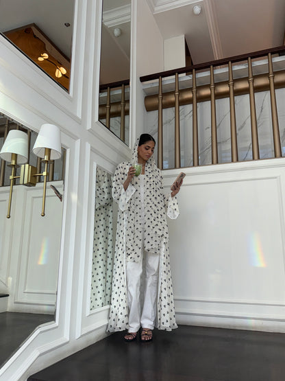 Printed Abaya - Black Queen of Hearts