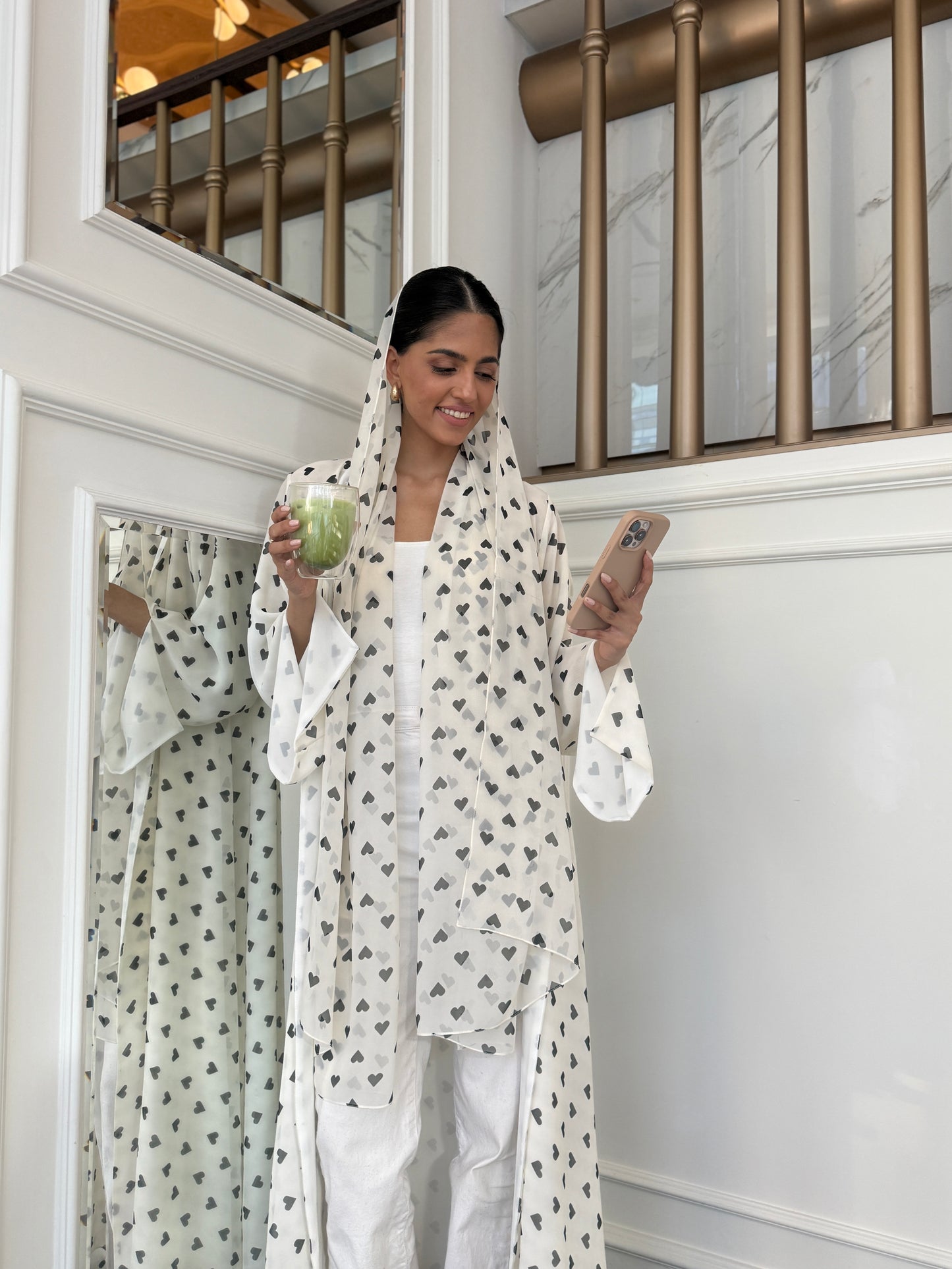 Printed Abaya - Black Queen of Hearts