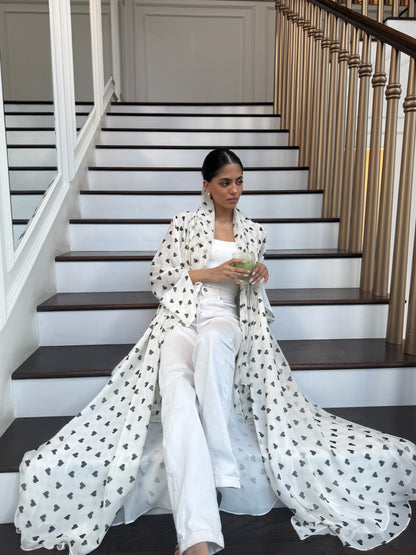 Printed Abaya - Black Queen of Hearts