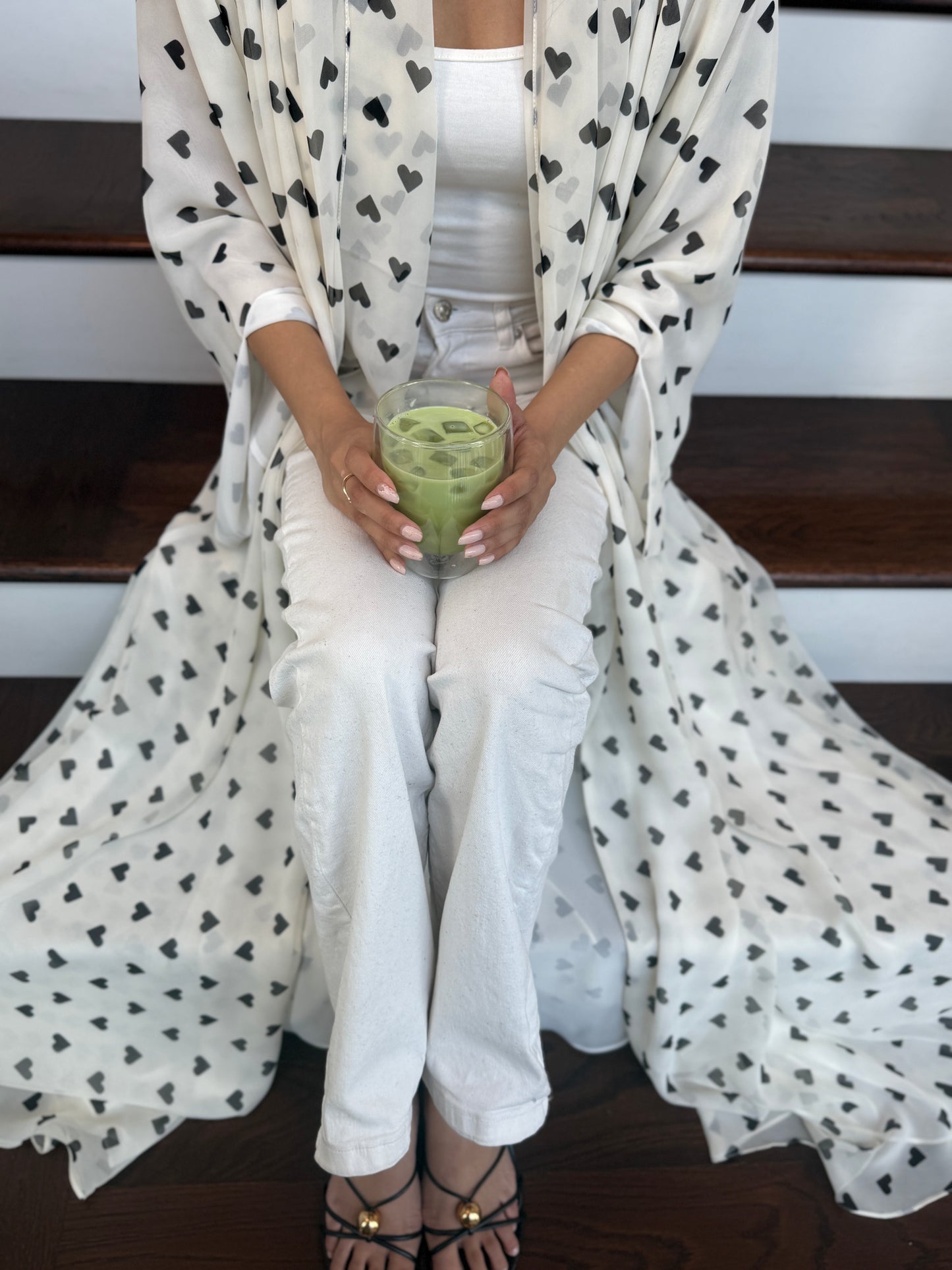 Printed Abaya - Black Queen of Hearts