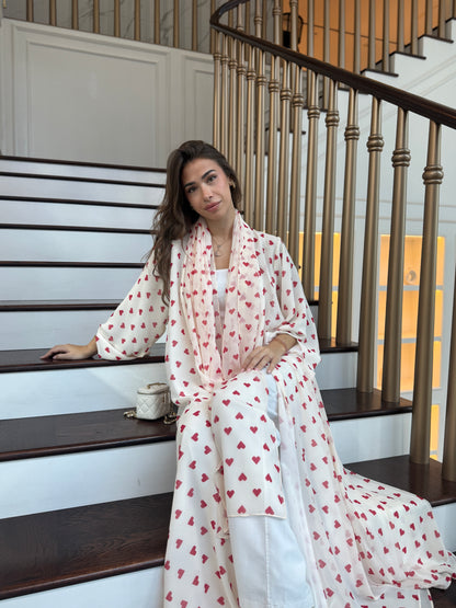 Printed Abaya - Red Queen of Hearts