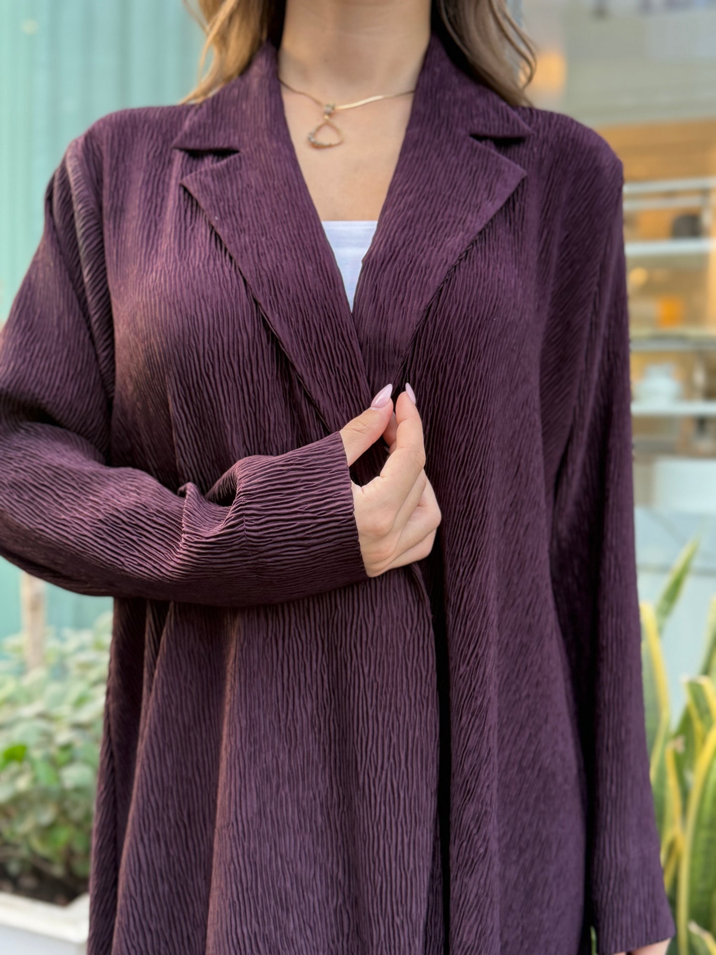 Burgundy Ribbed Abaya