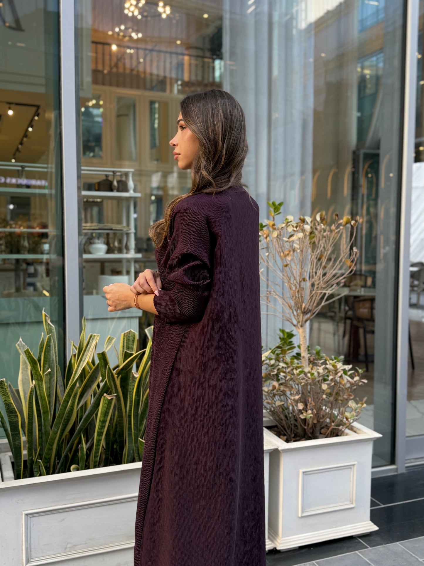 Burgundy Ribbed Abaya