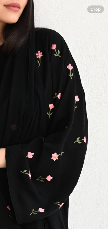 Warda Abaya - Flower Embroidery