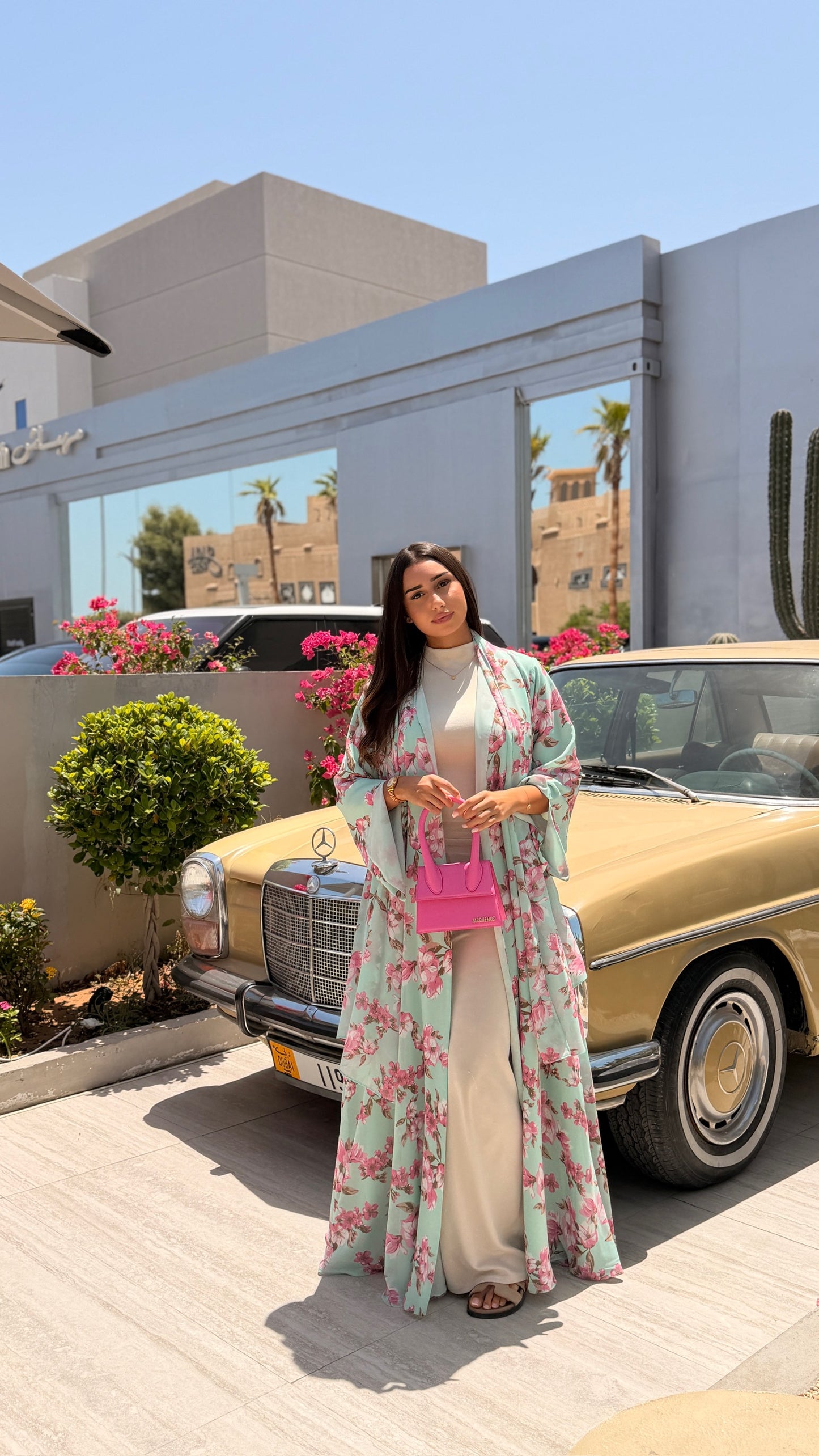 Printed Chiffon Abaya - Forest Rose