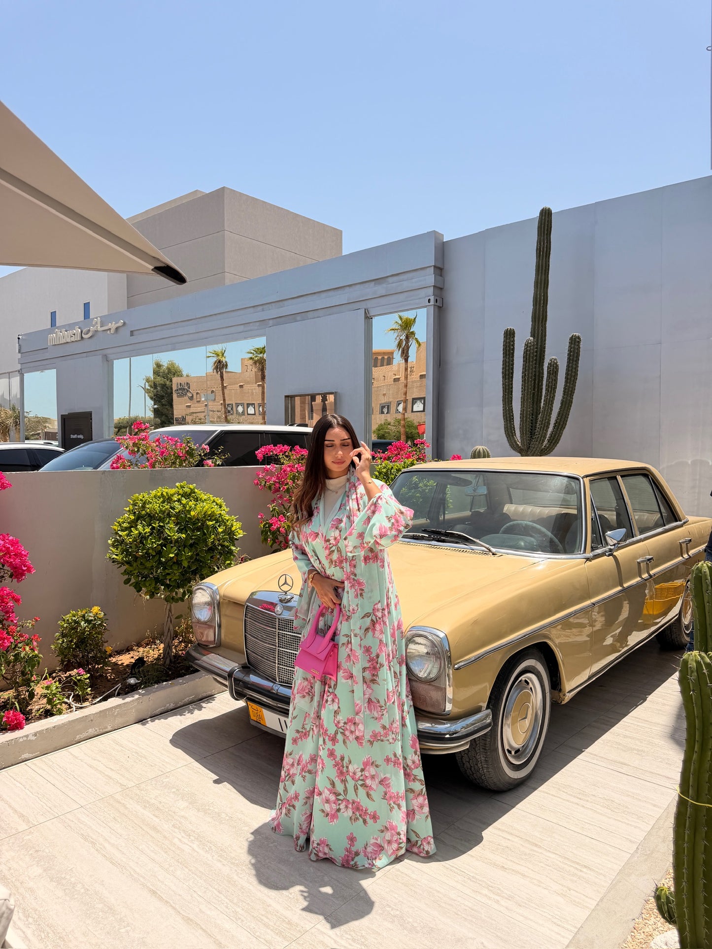 Printed Chiffon Abaya - Forest Rose