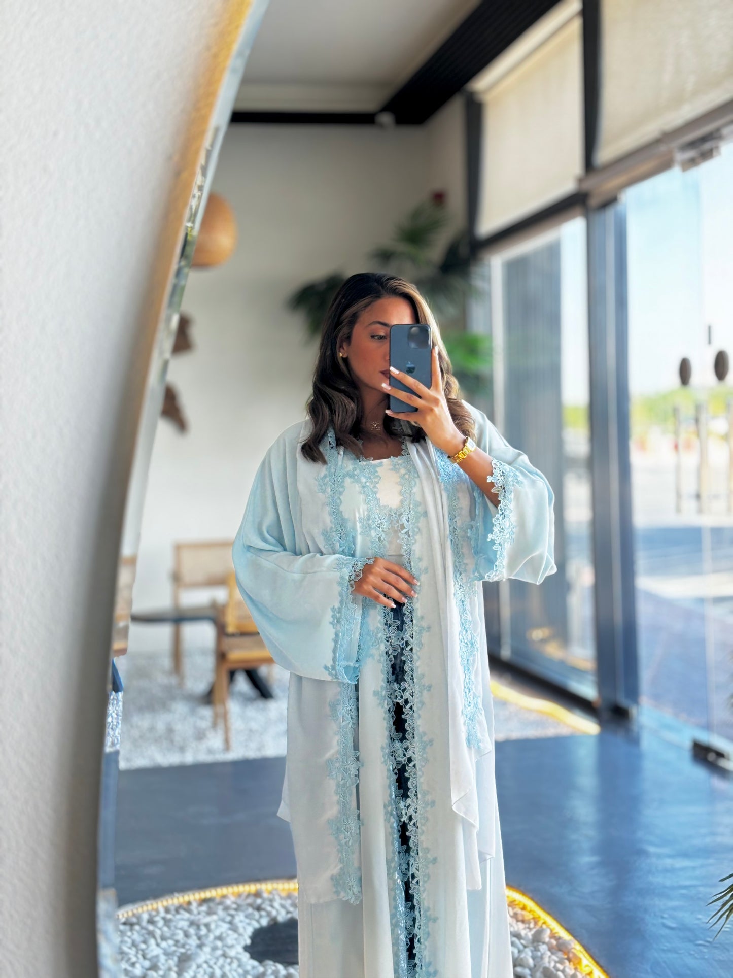 Winter Blues - Blue Lace Abaya