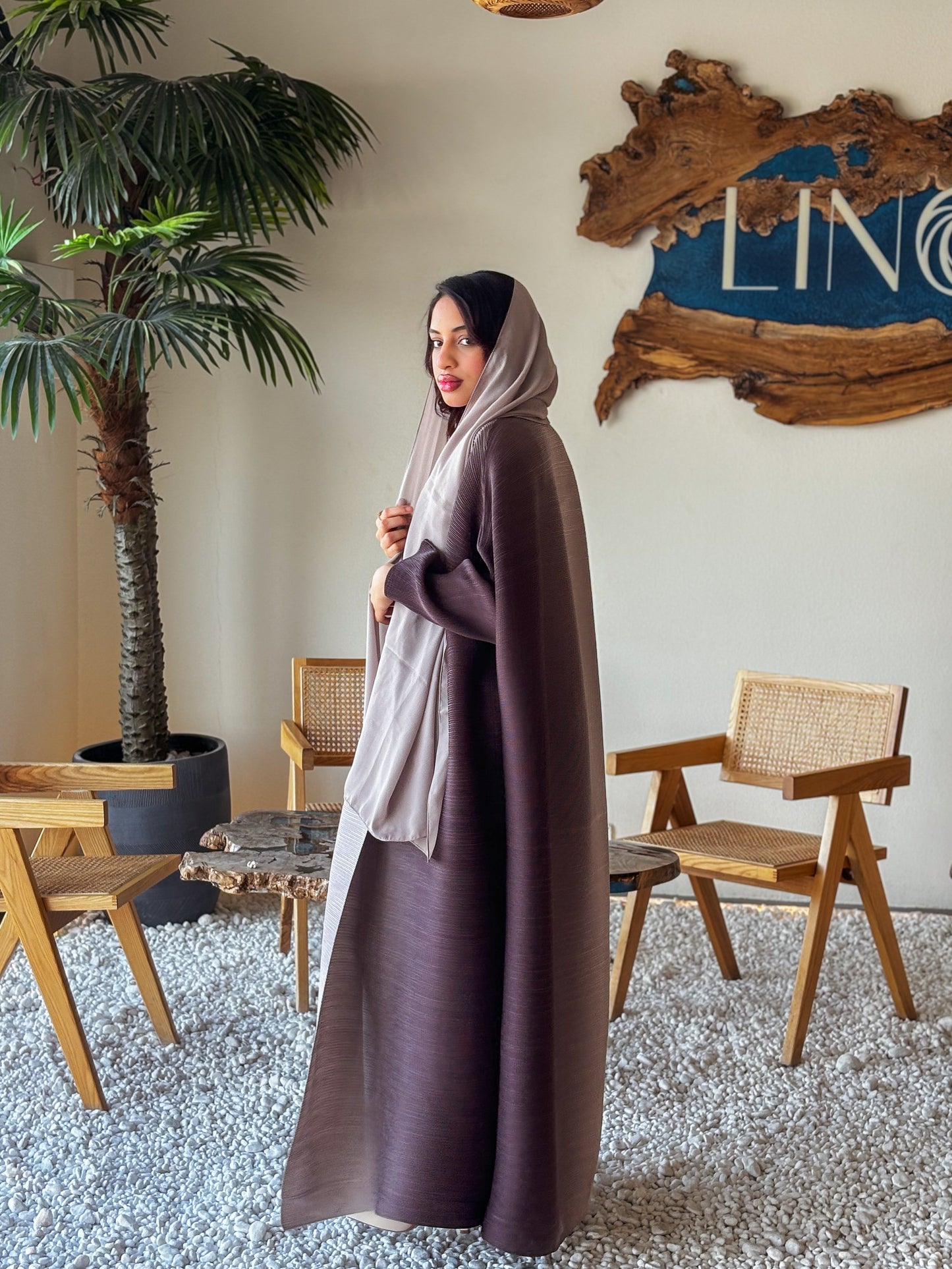 Ombre Abaya - Mocha Plisse