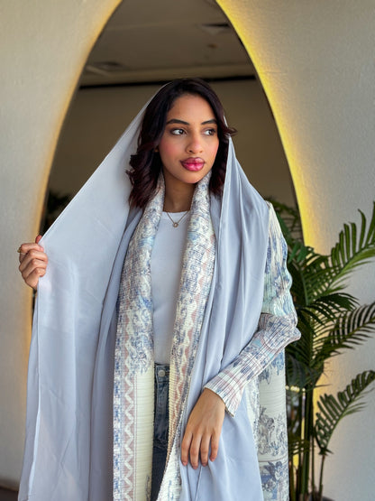 Printed Abaya - Seashore Plisse