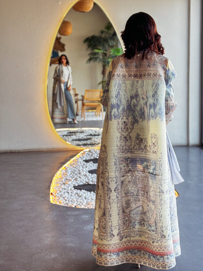 Printed Abaya - Seashore Plisse