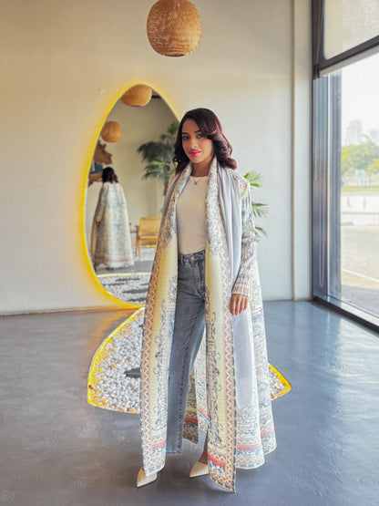 Printed Abaya - Seashore Plisse
