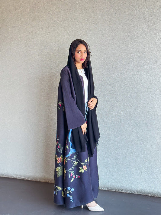 Printed Abaya - Nightingale Plisse