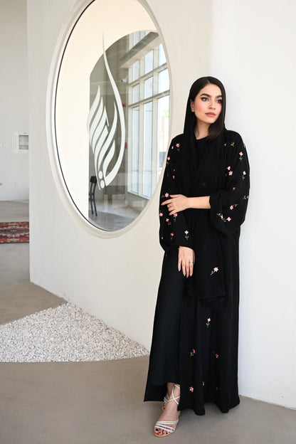 Warda Abaya - Flower Embroidery