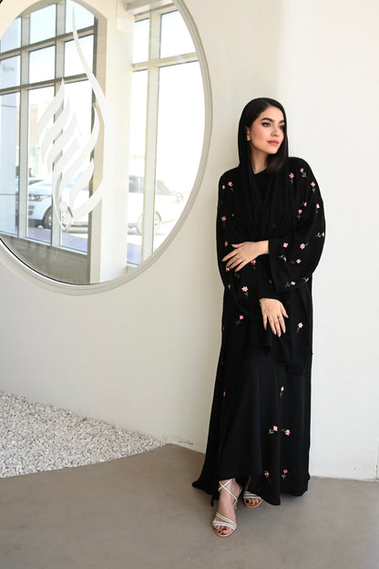 Warda Abaya - Flower Embroidery