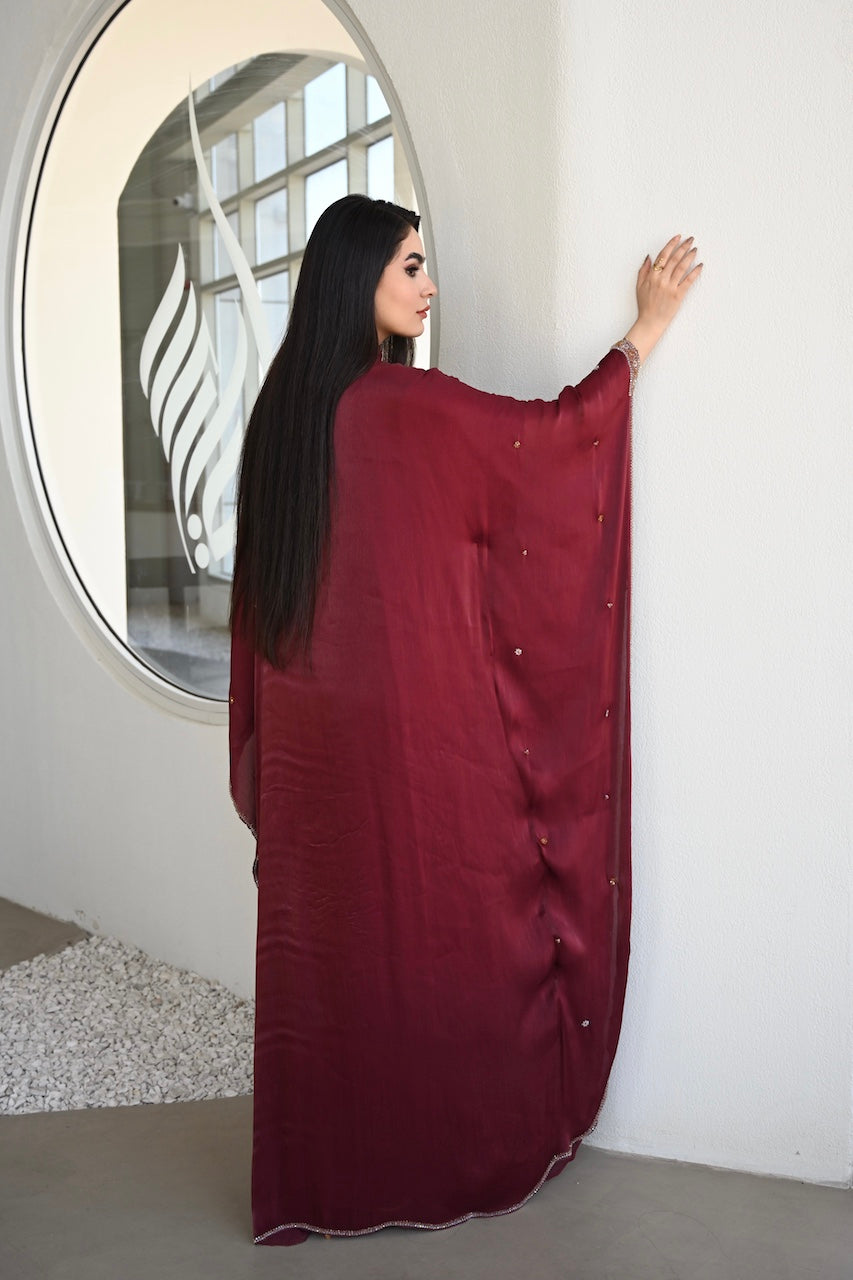 Handwork Abaya Dress - Maroon