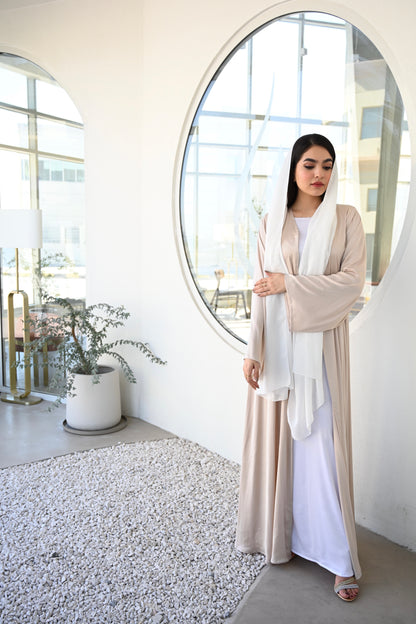 Silk Abaya Set - Beige